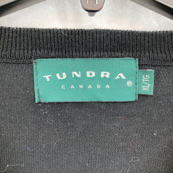 Vintage Tundra Canada Merino Wool Sweater Mens XL Black‎ V Neck Long Sleeve Knit - Picture 5 of 14